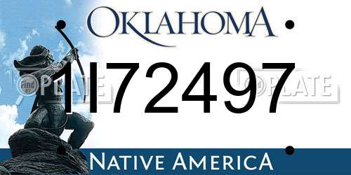 1I72497 Oklahoma License Plate