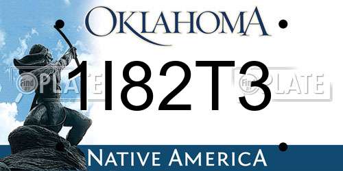 1I82T3 Oklahoma License Plate