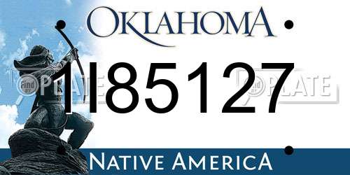 1I85127 Oklahoma License Plate
