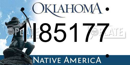 1I85177 Oklahoma License Plate