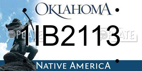 1IB2113 Oklahoma License Plate