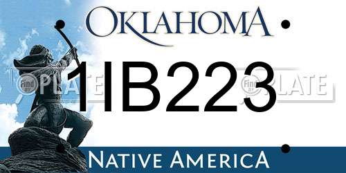 1IB223 Oklahoma License Plate