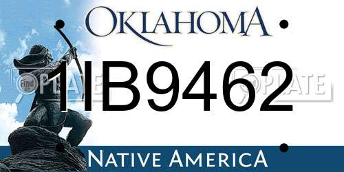 1IB9462 Oklahoma License Plate