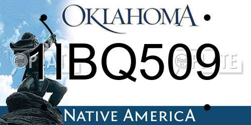 1IBQ509 Oklahoma License Plate