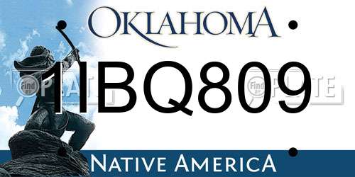 1IBQ809 Oklahoma License Plate