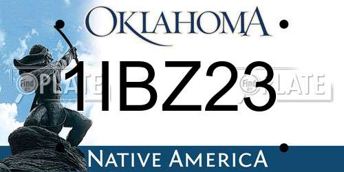 1IBZ23 Oklahoma License Plate