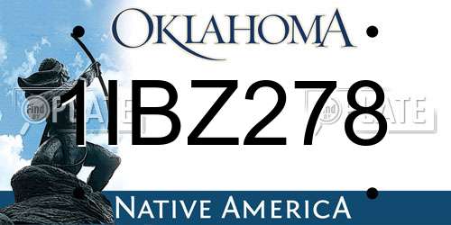 1IBZ278 Oklahoma License Plate