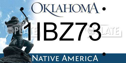 1IBZ73 Oklahoma License Plate