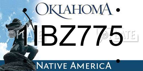 1IBZ775 Oklahoma License Plate