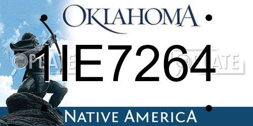 1IE7264 Oklahoma License Plate