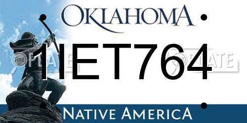 1IET764 Oklahoma License Plate