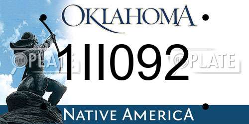 1II092 Oklahoma License Plate