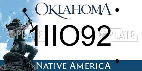 1IIO92 Oklahoma License Plate