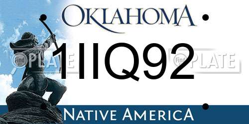 1IIQ92 Oklahoma License Plate