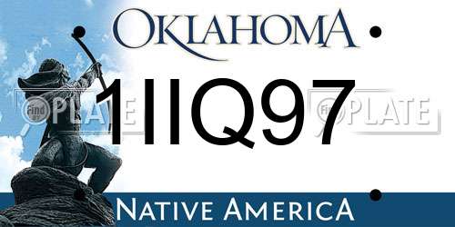 1IIQ97 Oklahoma License Plate