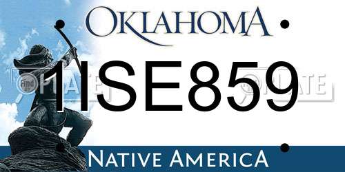 1ISE859 Oklahoma License Plate