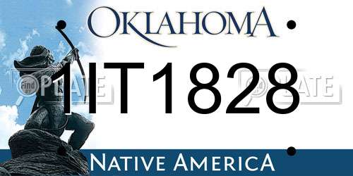1IT1828 Oklahoma License Plate
