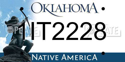 1IT2228 Oklahoma License Plate