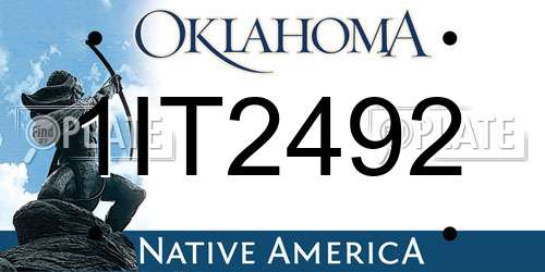 1IT2492 Oklahoma License Plate