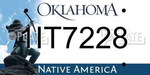 1IT7228 Oklahoma License Plate
