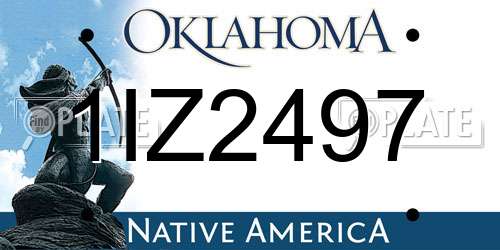 1IZ2497 Oklahoma License Plate