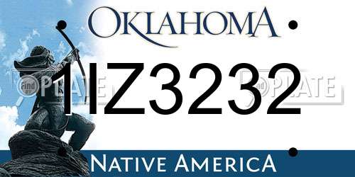 1IZ3232 Oklahoma License Plate