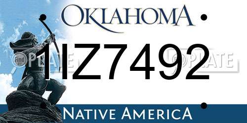 1IZ7492 Oklahoma License Plate