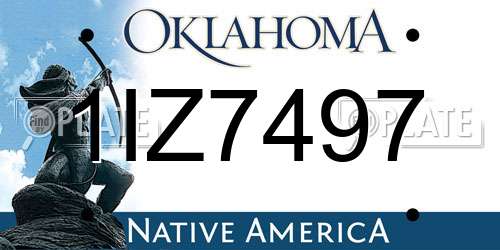 1IZ7497 Oklahoma License Plate