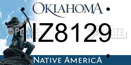 1IZ8129 Oklahoma License Plate