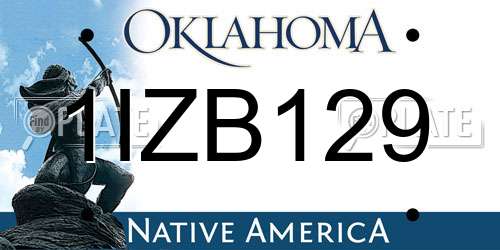 1IZB129 Oklahoma License Plate