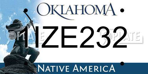 1IZE232 Oklahoma License Plate