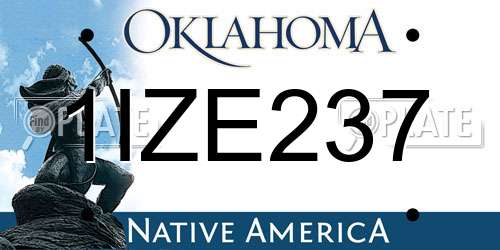 1IZE237 Oklahoma License Plate