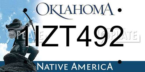 1IZT492 Oklahoma License Plate