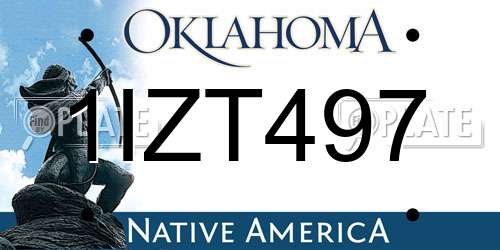 1IZT497 Oklahoma License Plate