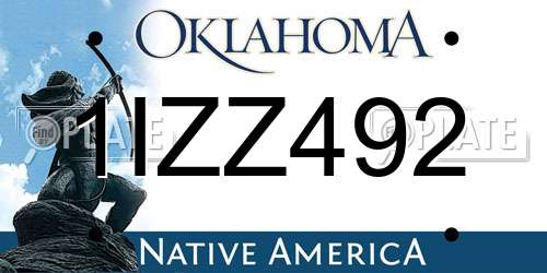 1IZZ492 Oklahoma License Plate
