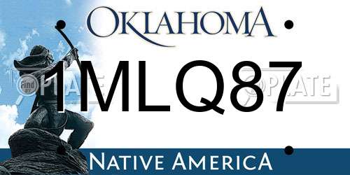 1MLQ87 Oklahoma License Plate