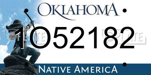 1O52182 Oklahoma License Plate