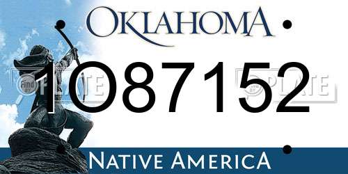 1O87152 Oklahoma License Plate