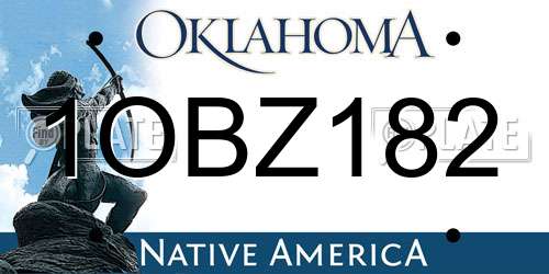 1OBZ182 Oklahoma License Plate