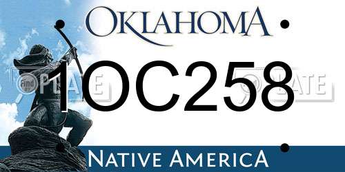 1OC258 Oklahoma License Plate