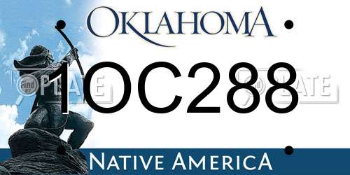 1OC288 Oklahoma License Plate