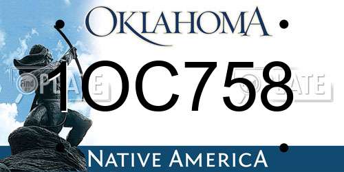 1OC758 Oklahoma License Plate