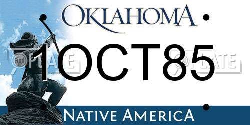 1OCT85 Oklahoma License Plate