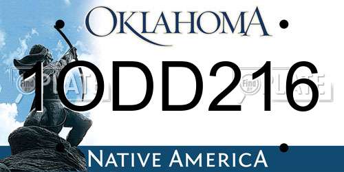 1ODD216 Oklahoma License Plate