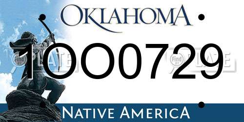 1OO0729 Oklahoma License Plate
