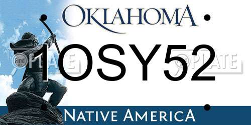 1OSY52 Oklahoma License Plate
