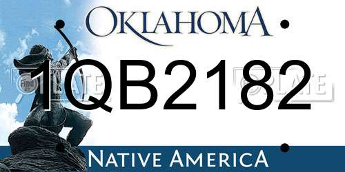 1QB2182 Oklahoma License Plate
