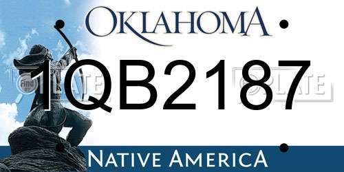 1QB2187 Oklahoma License Plate