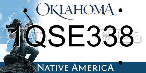 1QSE338 Oklahoma License Plate