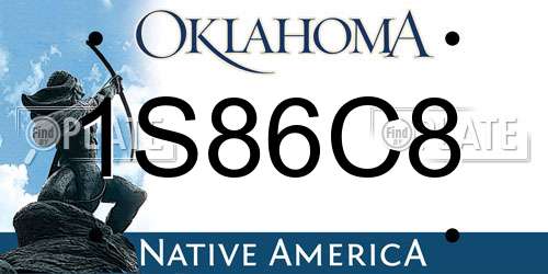 1S86C8 Oklahoma License Plate